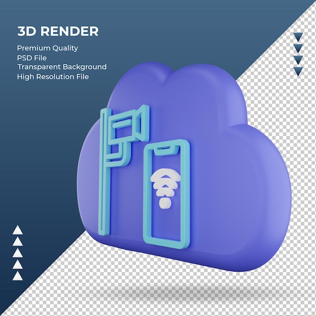 PSD 3d icona internet cloud cctv segno rendering vista a destra