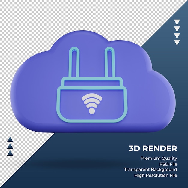 3dアイコンインターネットクラウド充電器サインレンダリング正面図