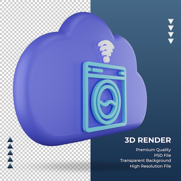 3d icona internet cloud segno lavatrice rendering vista a sinistra