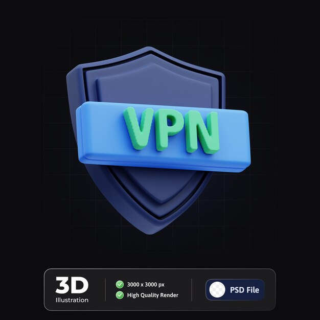 PSD 3d icon internet cyber crime vpn