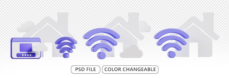 PSD 3d icon internet with wifi illustration sign connection symbol