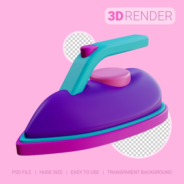 PSD 3d icon iron with transparent background