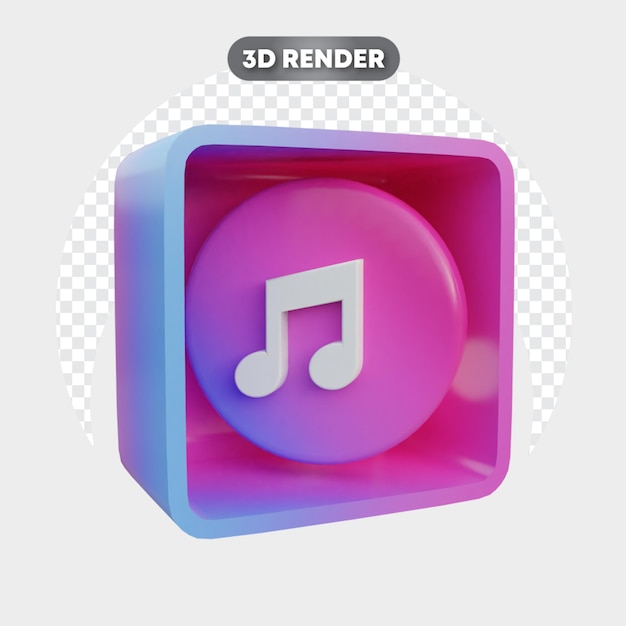 3d icon isolated in box social media music