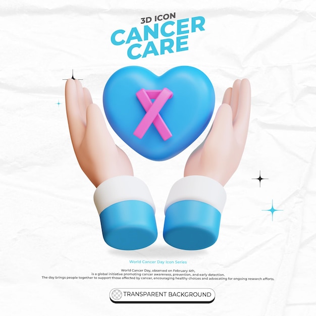 PSD 3d-icon kankerverzorging illustratie rendering