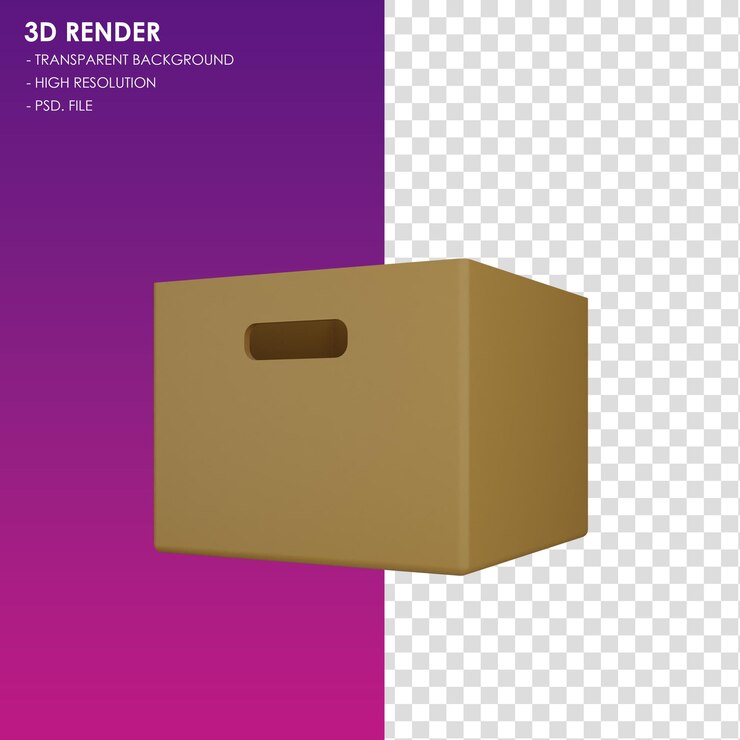 PSD 3d-icon kartonnen doos