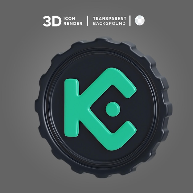 PSD icona 3d dell'illustrazione della moneta cripto kucoin