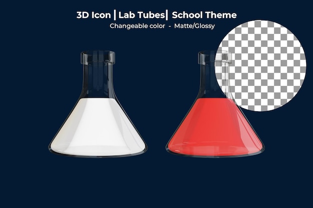 3d icon lab tubes school theme