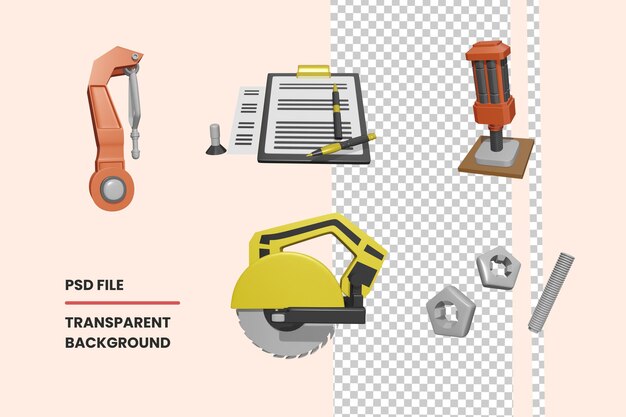 PSD 透明な背景に分離された 3 d アイコン労働者の日コレクションのレンダリング