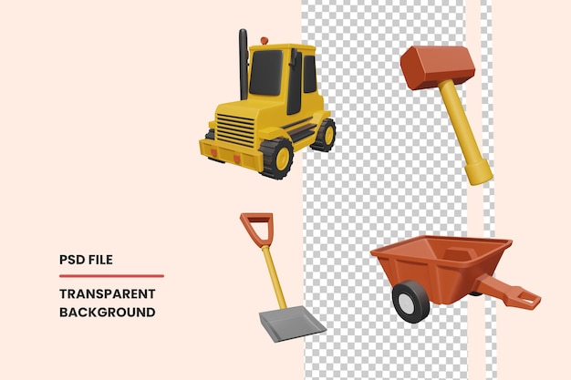 PSD 3d icon labor day collection rendered isolated on the transparent background