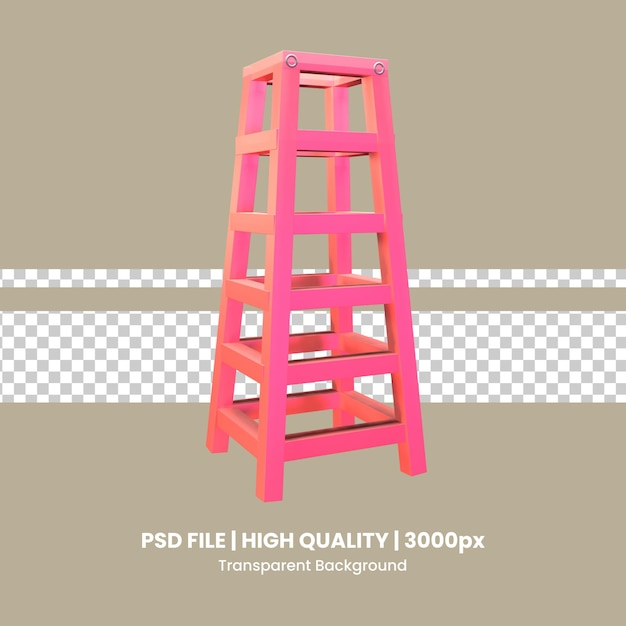 3D icon ladder rendered isolated on the transparent background