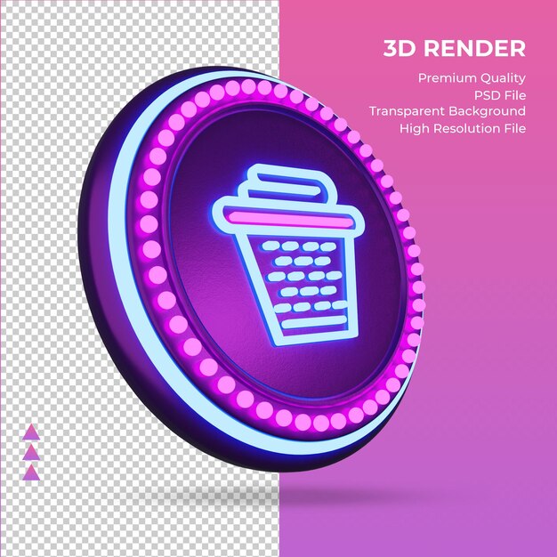 3dアイコンランドリーバスケットホテルネオンサインレンダリング左側面図