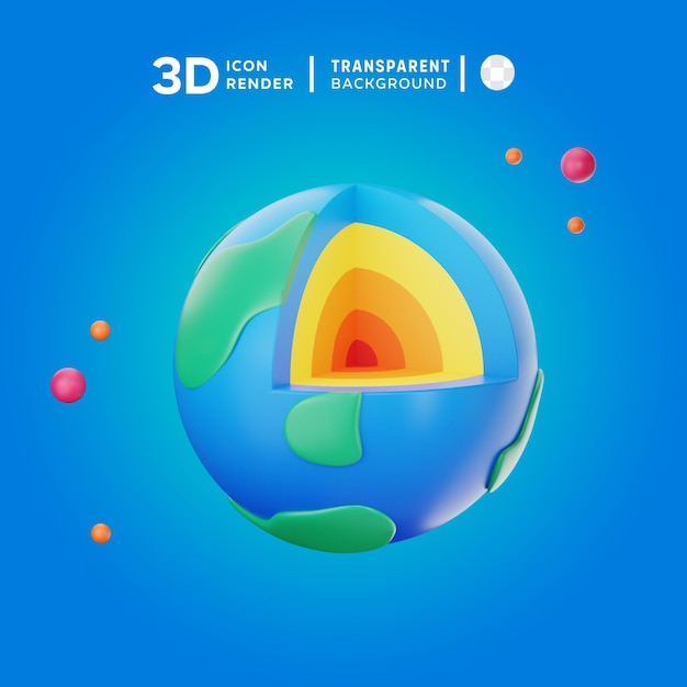 3d icon layer of earth illustration