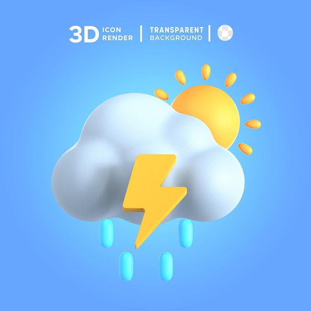 PSD 3d icon lightning drizzle at day illustration