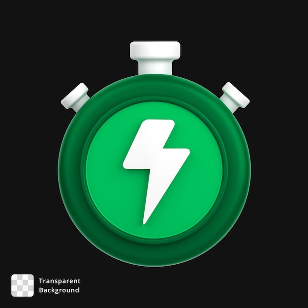 PSD 3d icon of a lightning fast timer