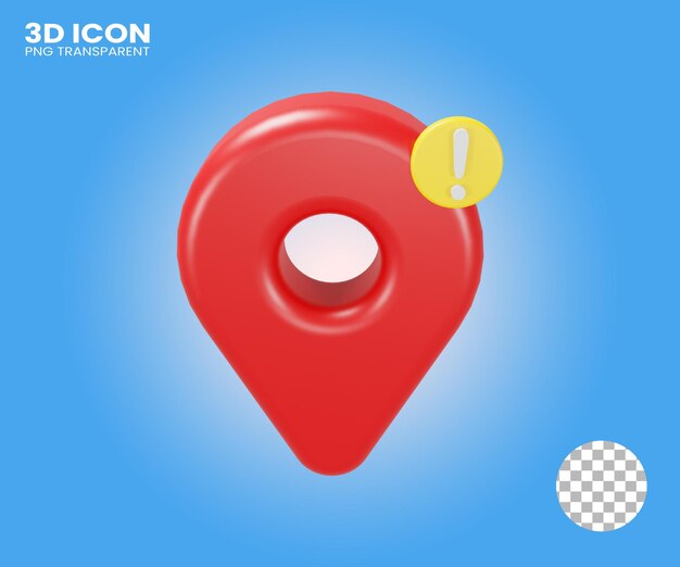 3d icon location notification with on transparent background