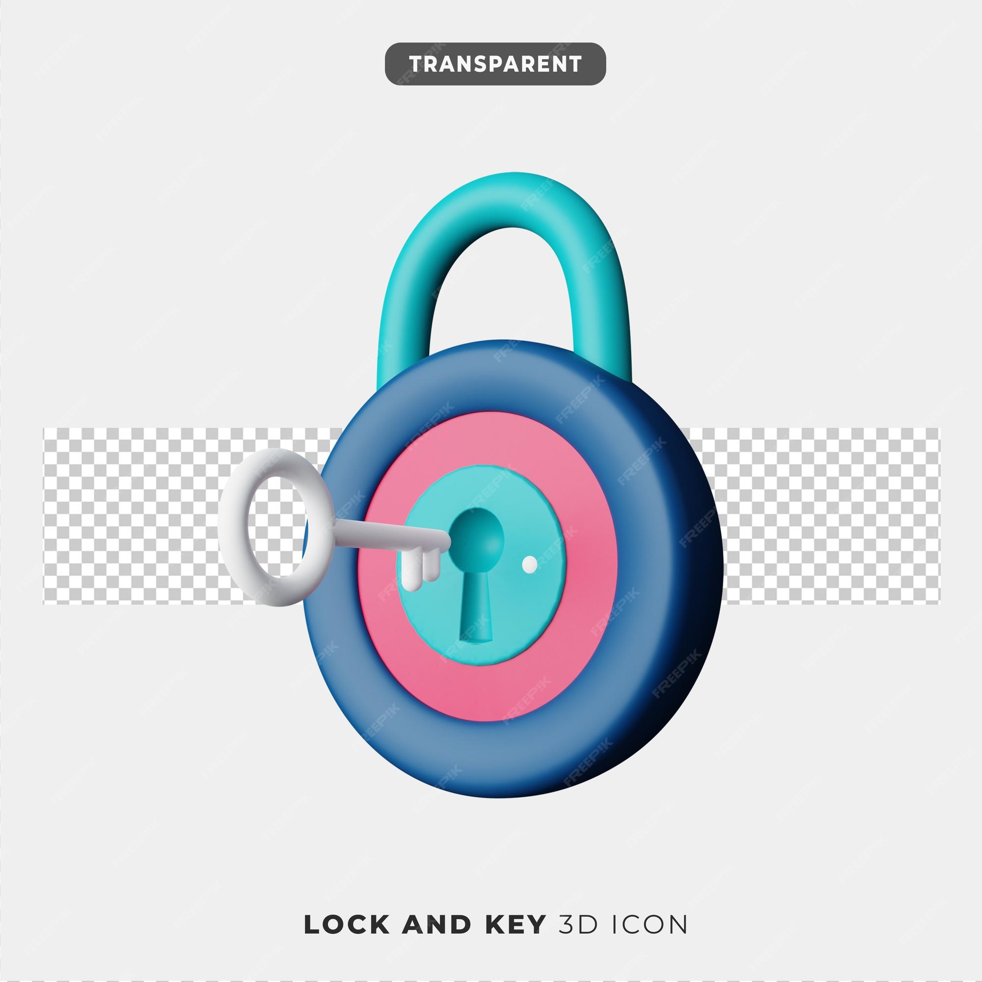 Premium PSD | 3d icon of lock and key