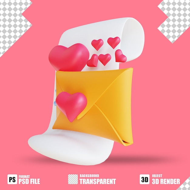 3d icon love letter 12 suitable for valentine's day