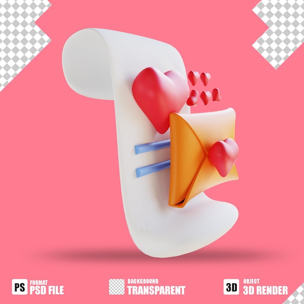 3d icon love letter 2 suitable for valentine's day