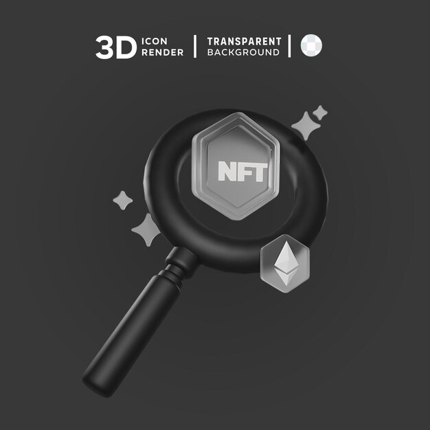 PSD 3d icon magnifity nft illustration