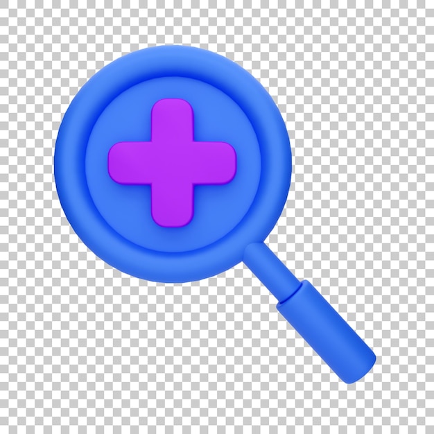 PSD 3d icon magnifying glass zoom in