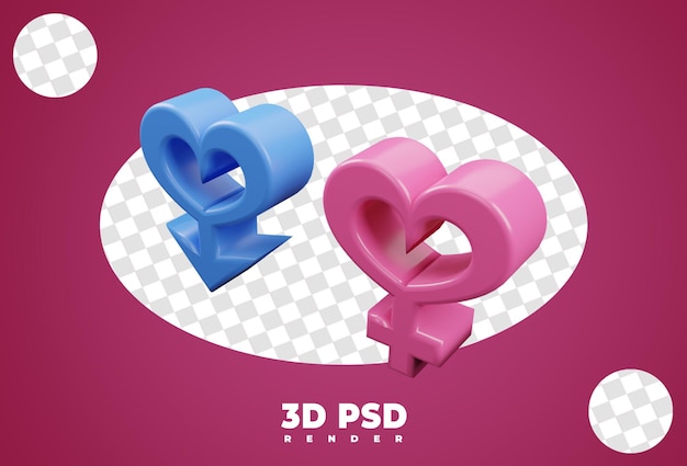 3dアイコン男性と女性の性別分離