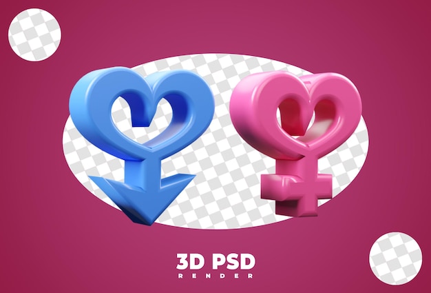 PSD 3d icona maschio e femmina genere isolare