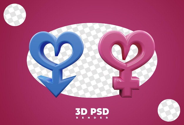 3d icon male and female gender isolate