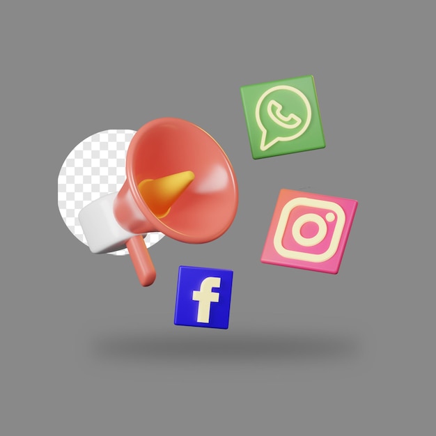 3D Icon Marketing Social Media