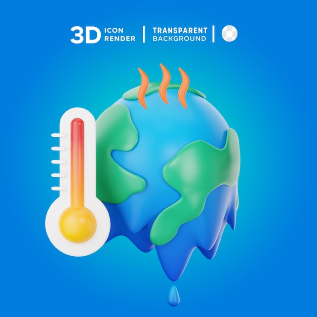 PSD 3d icon melting earth illustration