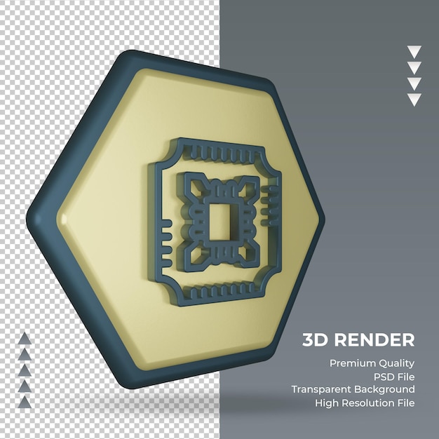 3d icon microprocessor factory sign rendering left view