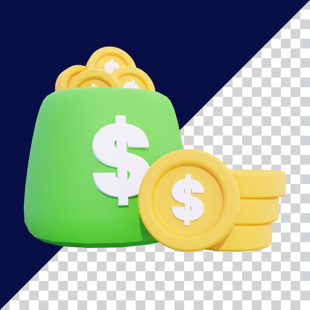 3D 貨幣袋的圖像