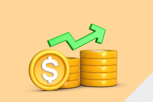 3d icon of money coin graphic up