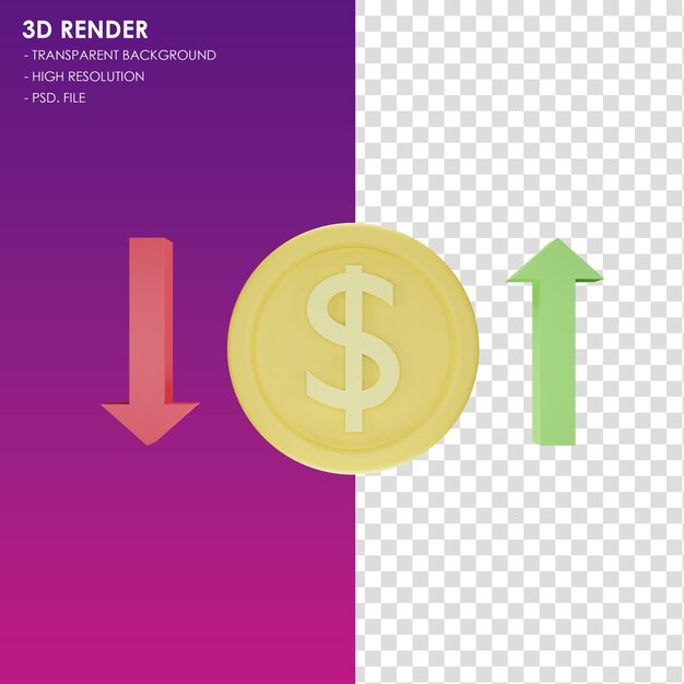 PSD conversione di denaro con icona 3d