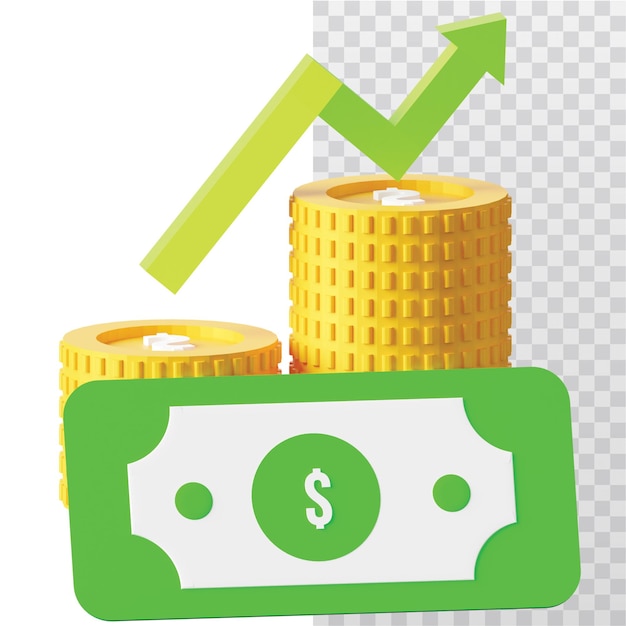 PSD 3d icon money growth illustration