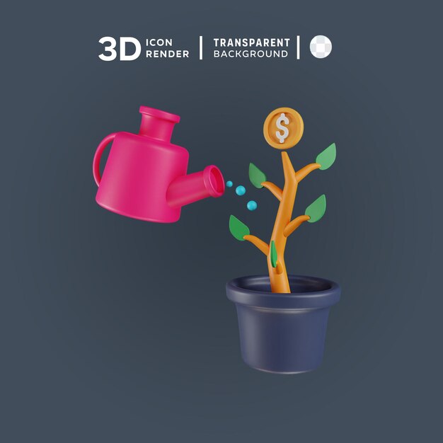 PSD illustrazione di investimento di denaro con icona 3d