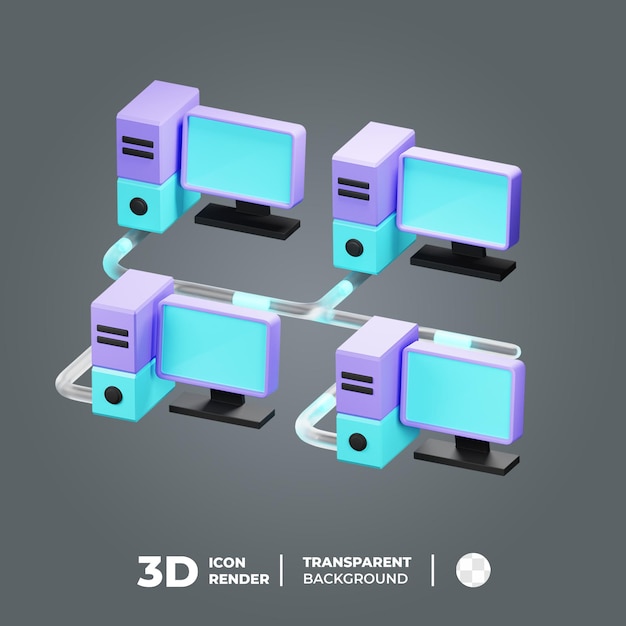 3D Icon Network Computer