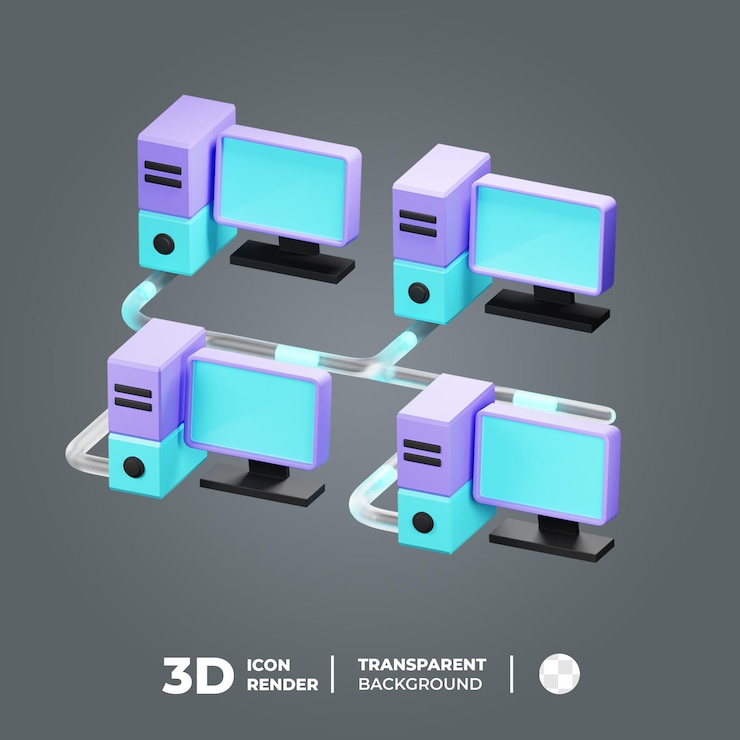 PSD 3d icon network computer
