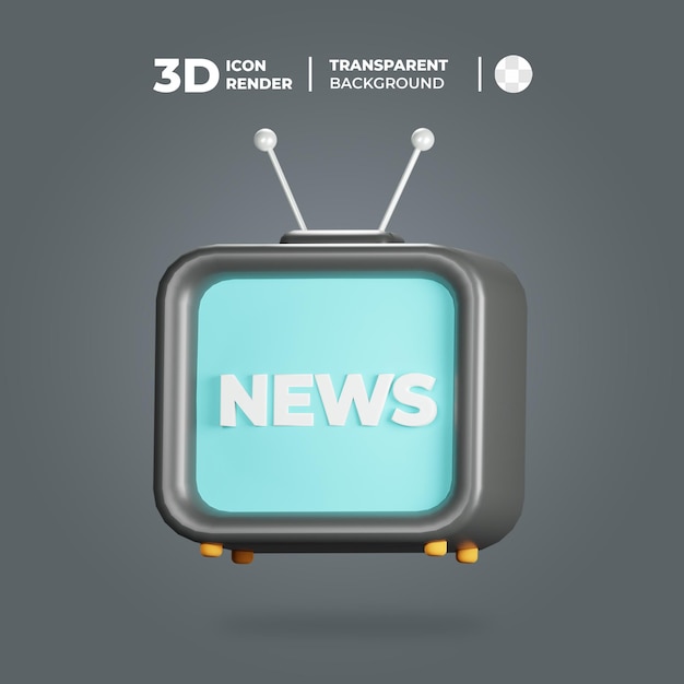 PSD 3d icon news on tv