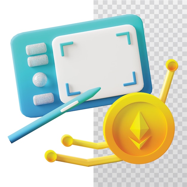 PSD 3d icon nft owner info illustration