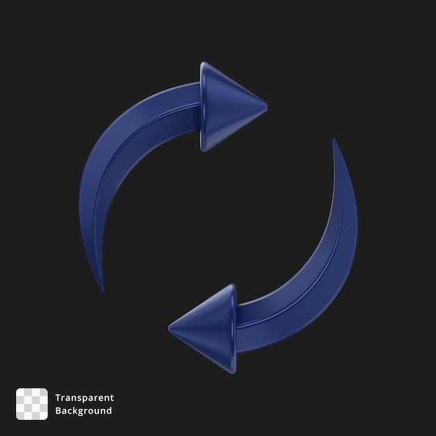 PSD Трехмерная иконка из двух изогнутых синих стрелок, вращающихся вокруг друг друга