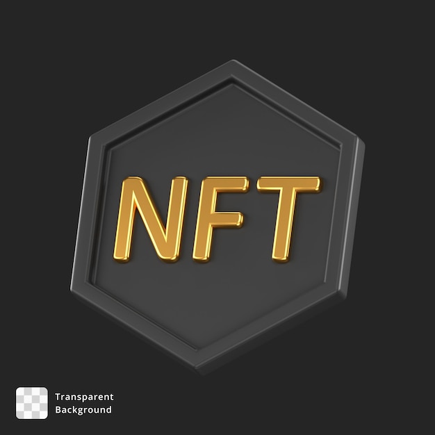 블랙 Nft 토큰의 3d 아이콘