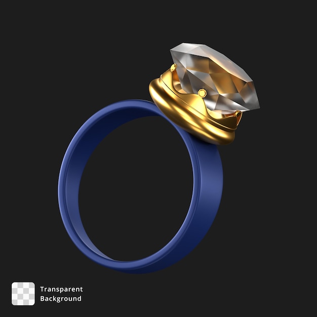 3d значок кольца с голубым бриллиантом