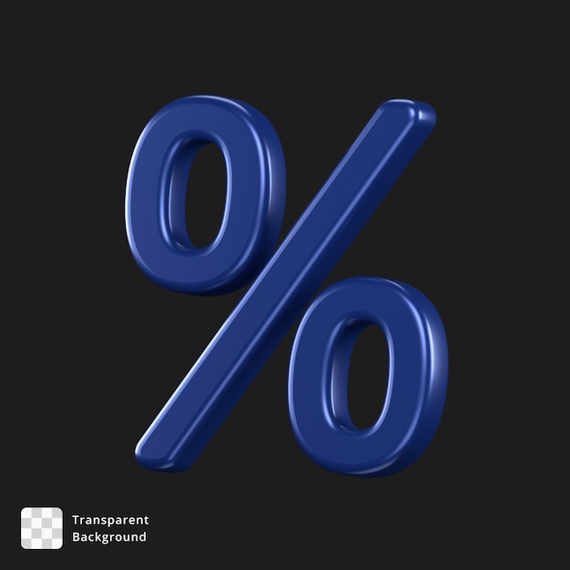 3d значок синего знака процента