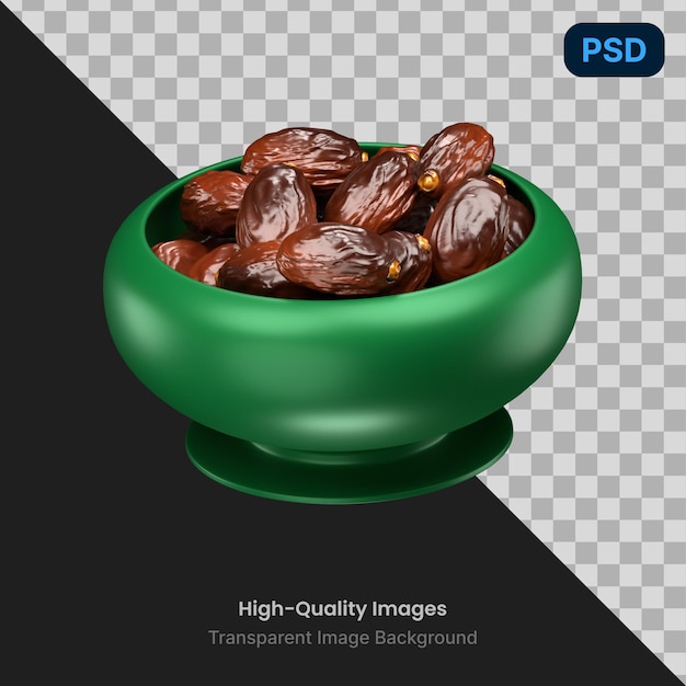 PSD 3d-икона финики фрукт рамадан карим 3d icon set