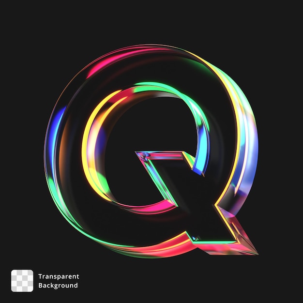 3d иконка стеклянной буквы q