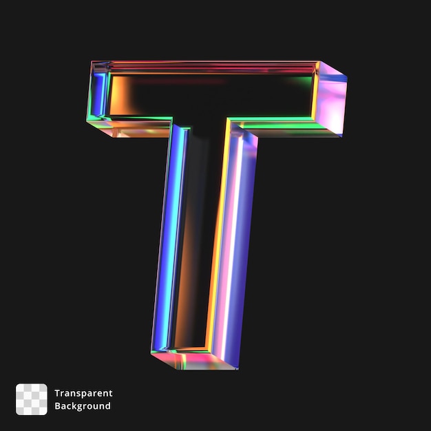 3d icon of a glass letter T