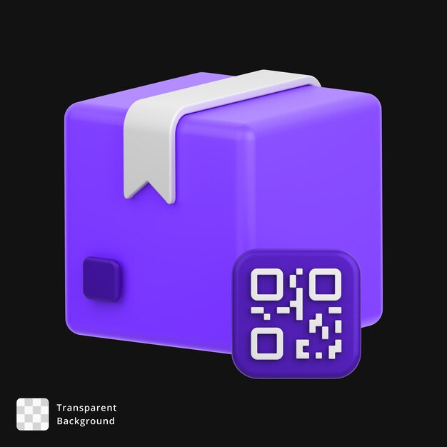 PSD 3d-икона упаковки с qr-знаком