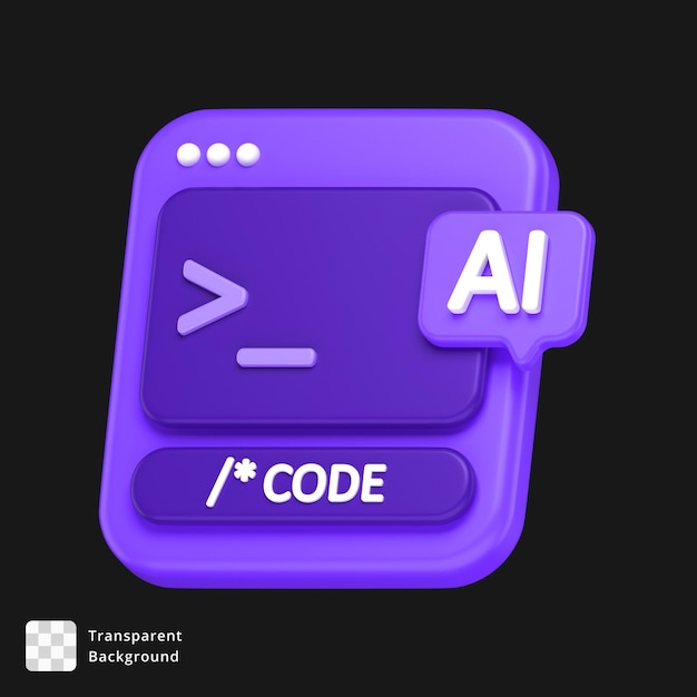 3d icon of an ai code generator screen