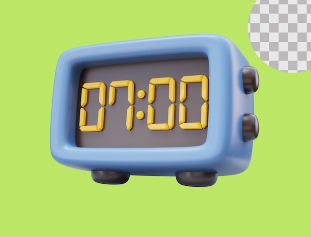 3d icon of blue electronic desktop clock Stationery icon interior item office Time management