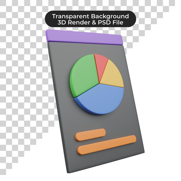 3d icon of graph and chart pie